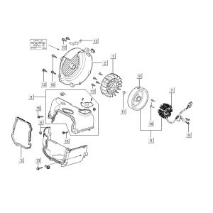 Ontsteking - Stator - Vliegwiel - Koelkappen Kymco Agility 12' 4-takt Sporty blauw