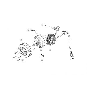 Ontsteking - Stator - Vliegwiel Kymco Super9 50 2-takt AC oud model matzwart zilver