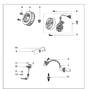 Ontsteking - Stator - Vliegwiel - Bobine - CDI - Bougie Peugeot Kisbee RS Wit