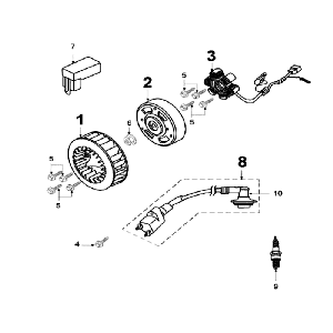 Ontsteking - Stator - Vliegwiel - Bobine - CDI - Bougie Peugeot Speedfight 2 50 2-takt AC Zwart