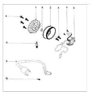 Ontsteking - Stator - Vliegwiel - Bobine - Bougie Peugeot Speedfight 3 50 4-takt AC Grijs