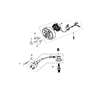 Ontsteking - Stator - Vliegwiel - Bobine - Bougie Peugeot Speedfight 3 50 2-takt LC grijs