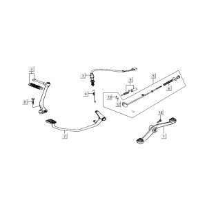 Rempedaal - Kickstartpedaal - Schakelpedaal Kymco Activ 50 4-takt zilver