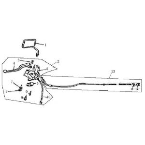 Remhendel links - Achterremkabel - Spiegel Turbho RG50 koffie creme