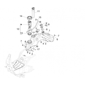 Benzinetank - Tankvlotter - Benzinepomp Vespa GTS 300 Super HPE 4V IE ABS Euro 5 2020-2022