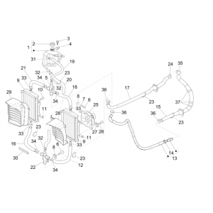Radiateur - Koelslangen - Koelvloeistoftank Vespa GTS 300 Super HPE 4V IE ABS Euro 5 2020-2022