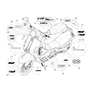 Emblemen - Stickers - Logo Vespa GTS 300 Super HPE 4V IE ABS Euro 5 2020-2022