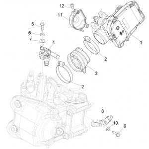 Gasklephuis - Injector - Inlaatspruitstuk Piaggio MP3 350 Maxi Sport ABS Euro 4 2018-2020