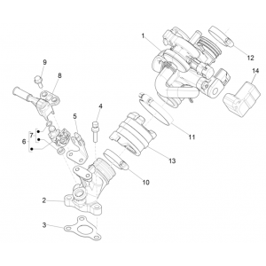 Gasklephuis - Injector - Inlaatspruitstuk Vespa 4-takt IGET 3V Euro 4