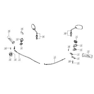 Spiegels - Stuurschakelaars Gaskabel - Handvatten Kymco Activ 50 4-takt zilver