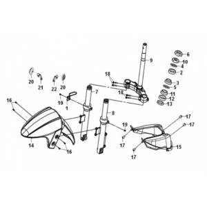 Steering stem/ front cushion Sym E-XPRO 45 KM/U 2020-2021 White (WH-8018P)