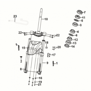 Steering stem - front cushion Sym Symphony ST 50 E5 White/ Red (WH-8028P) (Red seat)