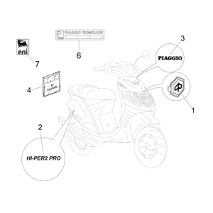 Emblemen - Stickers - Logo Piaggio Zip 50 SP 2-takt LC 2006-2013 glanzend zwart 94