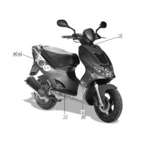 Emblemen - Stickers - Logo Kymco Super9 50 2-takt LC oud model matzwart-geel