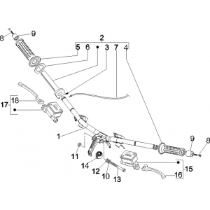Stuur - Remcilinder- Gaskabel - Handvatten Vespa GTS 250 ie 2005-2009 (met ABS)