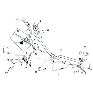Stuur - Remcilinder - Remhendel - Stuurschakelaars -Gaskabel Sym Mio