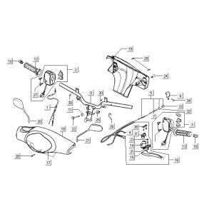 Stuur - Onderdelen stuur Kymco Yup 50 2-takt AC zilver