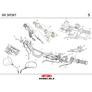 Stuur - Onderdelen stuur Rieju RR Sport zwart- oranje 2002 2-takt