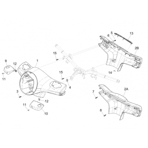 Stuurkappen Vespa GTS 250 ie 2005-2016 (zonder ABS) grijs 770/B