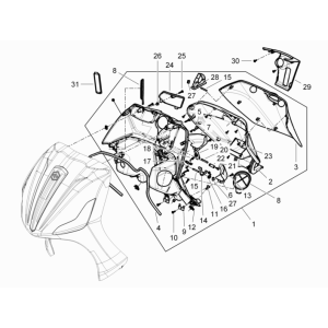 Beenschild Piaggio Beverly 350 Sport Touring Euro 3 2013-2014 matzwart 93/B