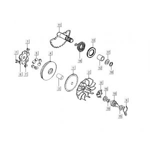 Variateur - Kickstarteras Kymco Yup 50 2-takt AC zilver