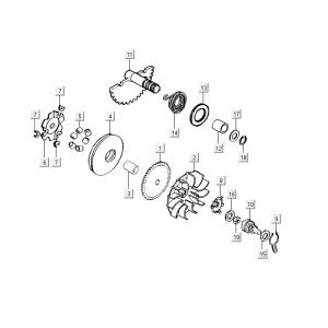 Variateur - Kickstarteras Kymco Yup 50 2-takt AC zwart glans