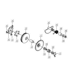Variateur - Kickstarteras Kymco Yup 50 2-takt AC zilver-oranje