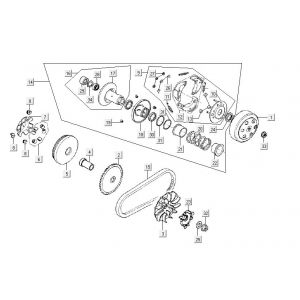 Variateur - V-snaar - Koppeling Kymco Carry 50i 4-takt Euro 4 glans zwart