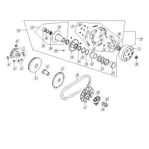 Variateur - V-snaar - Koppeling Kymco Delivery 4-takt wit
