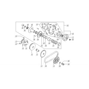 Variateur - V-snaar - Koppeling Kymco Super8 50 4-takt 2009→ Matzwart