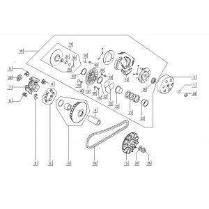 Variateur - V-snaar - Koppeling Kymco Downtown 300i donkergrijs