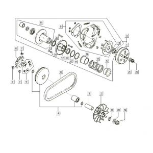 Variateur - V-snaar - Koppeling Kymco Like 200i Wit