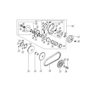 Variateur - V-snaar - Koppeling Kymco People S 50 4-takt Donker grijs