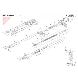 Voorvork - Balhoofdstel - Schokbreker Rieju Rs2 Naked rood 2009 2-takt