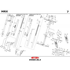 Voorvork - Balhoofdstel - Schokbreker Rieju MRX geel 2004 2-takt