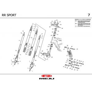Voorvork - Balhoofdstel - Schokbreker Rieju RR Sport zwart 2004 2-takt
