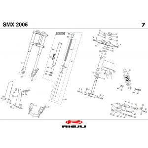 Voorvork - Balhoofdstel - Schokbreker Rieju SMX zwart 2006 2-takt