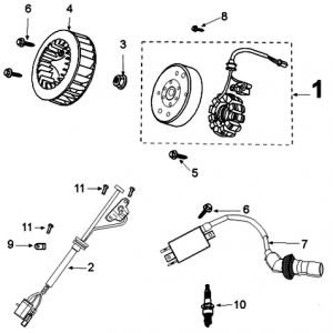 Ontsteking - Stator - Vliegwiel Peugeot Kisbee - Django Euro 4 2018→ Vliegwiel - stator GTS 125 IE
