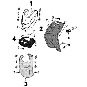 Voorkap - Beenschild Peugeot Kisbee blackcurrant origineel Euro 4