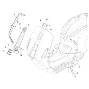 Afdekplaat voorkap Vespa Sprint 125 3V IE ABS
