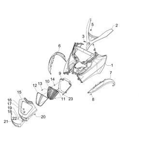 Voorkap Piaggio MP3 300 LT Sport 2009-2014 grijs koolzwart 93/B