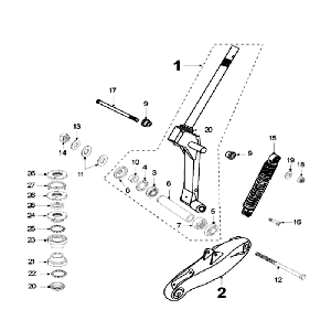 Voorvork - Balhoofdstel Peugeot Speedfight 2 50 2-takt LC zilver