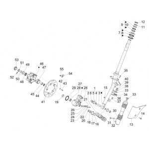Voorvork - Balhoofdstel - Voorschokbreker - Remschijf Piaggio Zip 50 SP 2-takt LC 2006-2013 wit 724