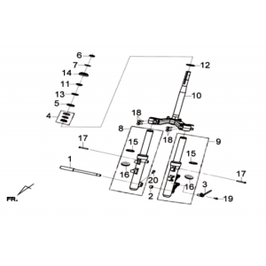 Voorvork / balhoofdstel / voorbord Sym Joymax 125I ABS