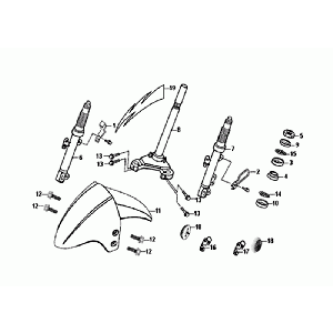 Voorvork - Balhoofdstel - Voorpatbord Sym Orbit II Euro 4 matt brown