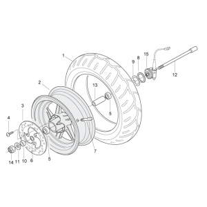 Voorwiel Aprilia SR 50 LC (injectie en carburateur) 2004-2009 zilver