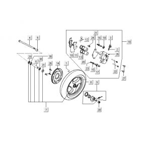 Voorwiel Kymco Yup 50 2-takt AC zilver