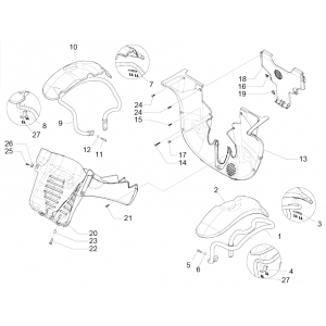 Voorspatbord - Spatschermen Piaggio MP3 350 Maxi Sport ABS Euro 4 2018-2020