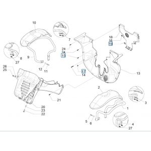 Voorspatbord - Spatschermen Piaggio MP3 300 ie LT Business - Sport (met en zonder ABS) 2016-2018