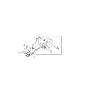 Krukas - Zuiger Kymco Super9 50 2-takt AC nieuw model zilver - zwart
